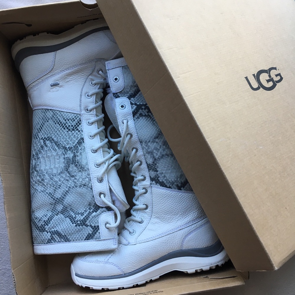 UGG Adirondack Tall White Snake Boots Sz 7
